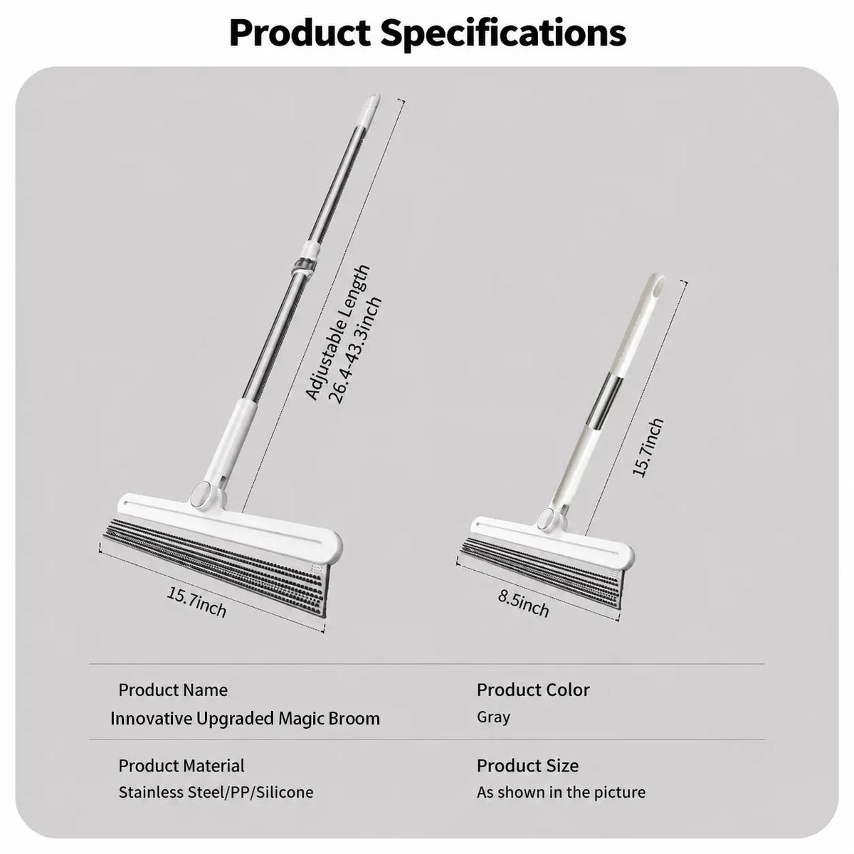 Pet Hair Remover Broom Set (2-Piece) - Large and Small Silicone Rakes for Effective Dog and Cat Hair Removal, Versatile Wet and Dry Cleaning Tool for Carpets, Rugs, and Upholstery