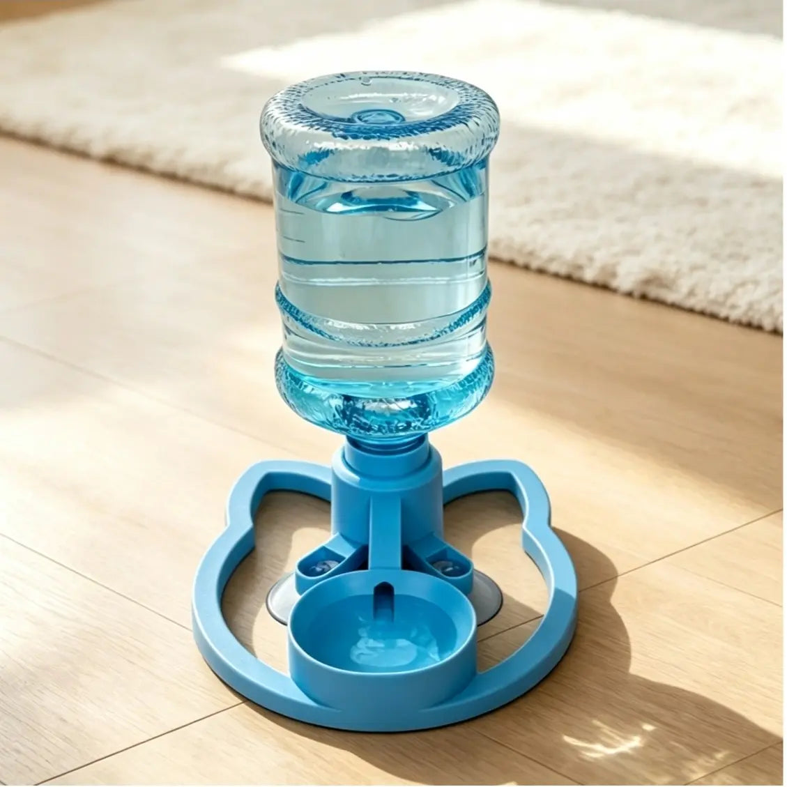 Gravity Pet Water Dispenser with Refillable Water Bottle - Food Grade ABS, Non-Electric, Spill-Proof, Stable Bowl for Cats and Small Dogs (Available in Pink and Blue)