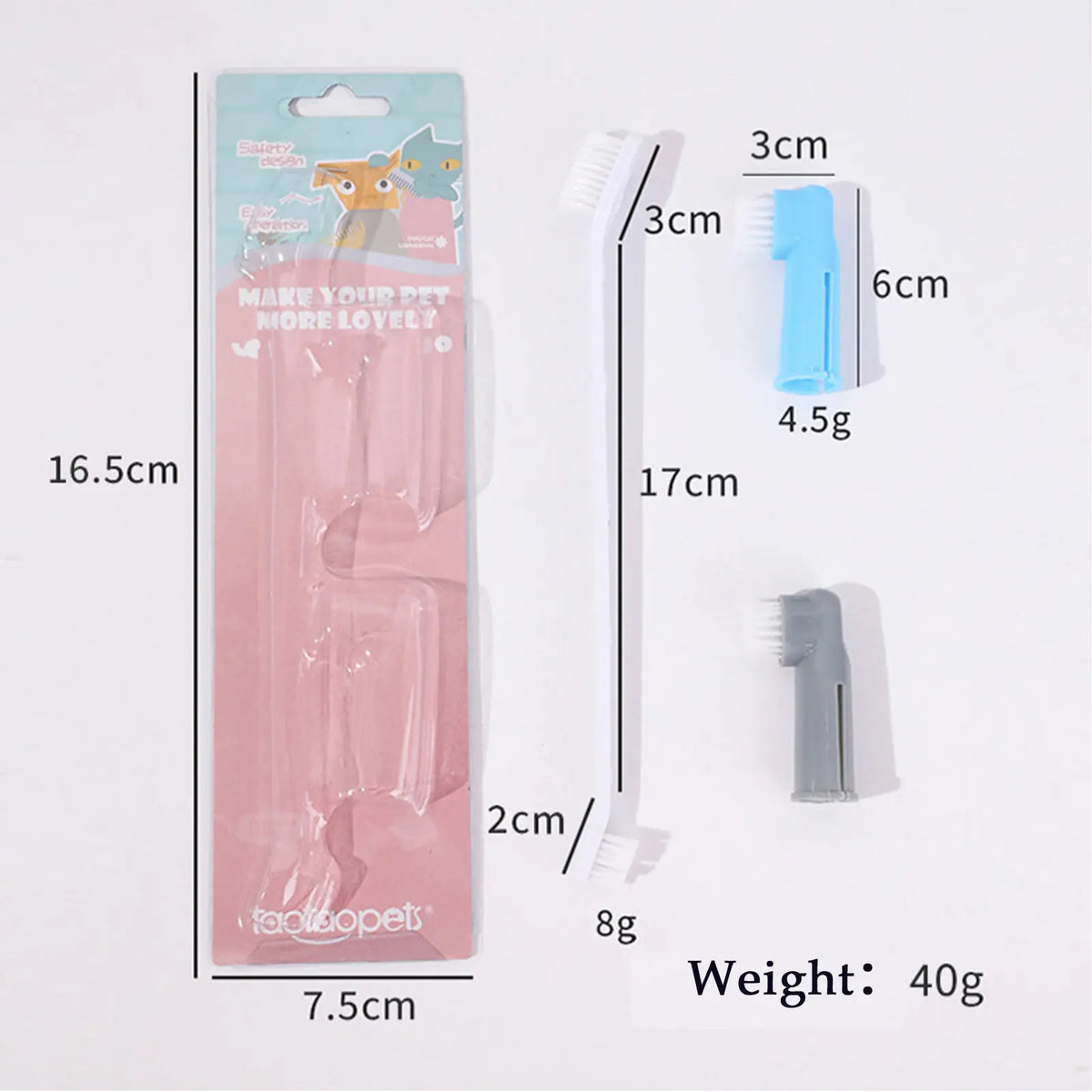 Pet Oral Care Cleaning Set - 3-Piece Gentle Finger Toothbrush Sleeve and Double-Head Soft Toothbrushes for Dogs and Cats of All Ages, Versatile and User-Friendly Oral Hygiene Tool