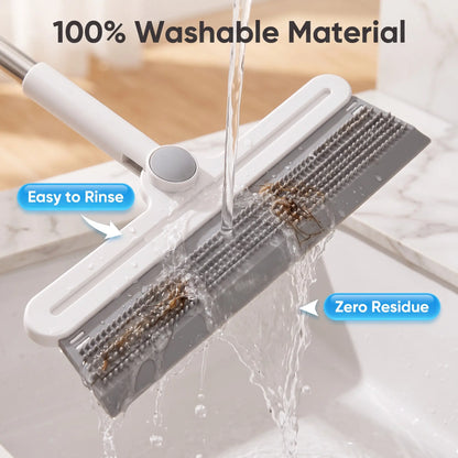 Pet Hair Remover Broom Set (2-Piece) - Large and Small Silicone Rakes for Effective Dog and Cat Hair Removal, Versatile Wet and Dry Cleaning Tool for Carpets, Rugs, and Upholstery