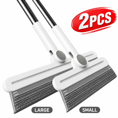 Pet Hair Remover Broom Set (2-Piece) - Large and Small Silicone Rakes for Effective Dog and Cat Hair Removal, Versatile Wet and Dry Cleaning Tool for Carpets, Rugs, and Upholstery