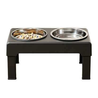 Elevated Adjustable Stainless Steel Dog Bowls with Slow Feeder Functionality - Height-Adjustable Stand (21-27cm), 17.1" Wide Anti-Slip No-Spill Feeder for Large Dogs, Promotes Neck Health and Aids in Healthy Digestion