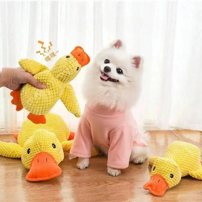 Large Duck Dog Chew Toy - Plush Fleece Fabric with Quacking Sound, Chew-Resistant Durability, Teeth Grinding Relief, Ideal Companion for Small and Large Dogs