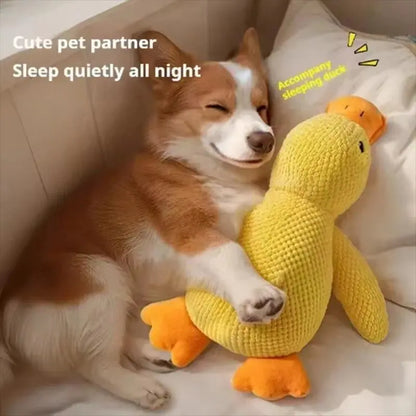 Large Duck Dog Chew Toy - Plush Fleece Fabric with Quacking Sound, Chew-Resistant Durability, Teeth Grinding Relief, Ideal Companion for Small and Large Dogs