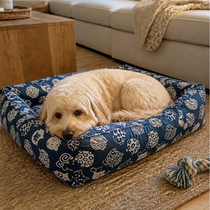All-Season Pet Bed for Dogs and Cats – Durable Linen Fabric with Non-Slip Base, Available in Multiple Sizes