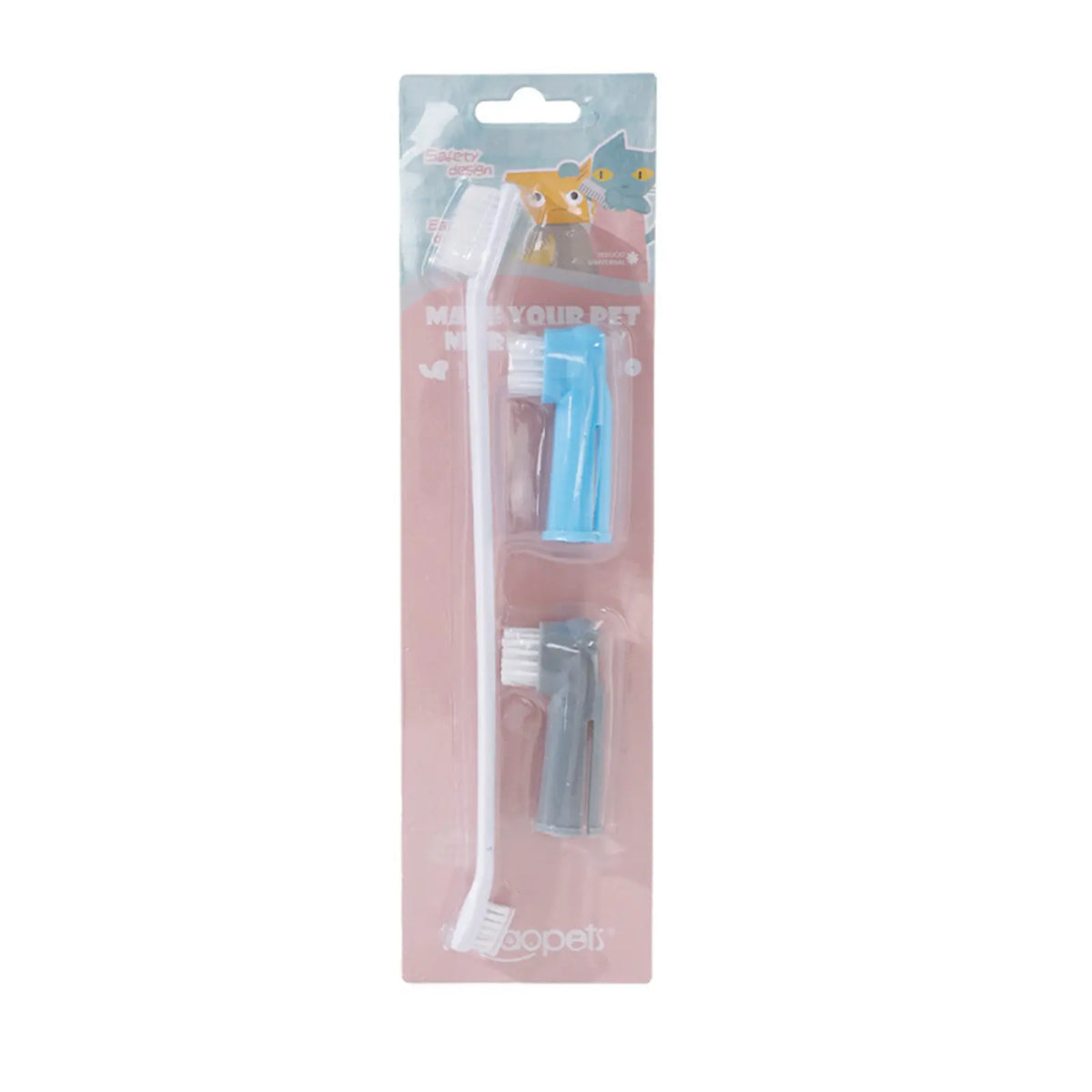 Pet Oral Care Cleaning Set - 3-Piece Gentle Finger Toothbrush Sleeve and Double-Head Soft Toothbrushes for Dogs and Cats of All Ages, Versatile and User-Friendly Oral Hygiene Tool
