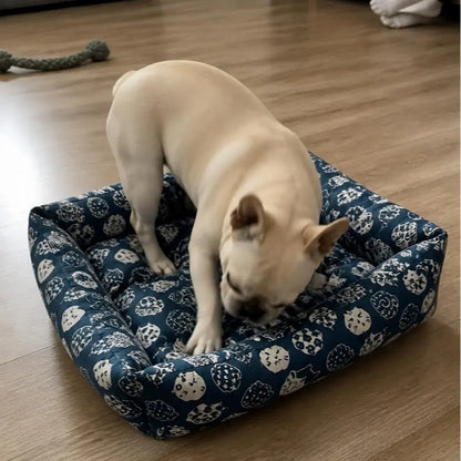 All-Season Pet Bed for Dogs and Cats – Durable Linen Fabric with Non-Slip Base, Available in Multiple Sizes