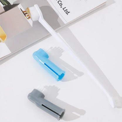 Pet Oral Care Cleaning Set - 3-Piece Gentle Finger Toothbrush Sleeve and Double-Head Soft Toothbrushes for Dogs and Cats of All Ages, Versatile and User-Friendly Oral Hygiene Tool