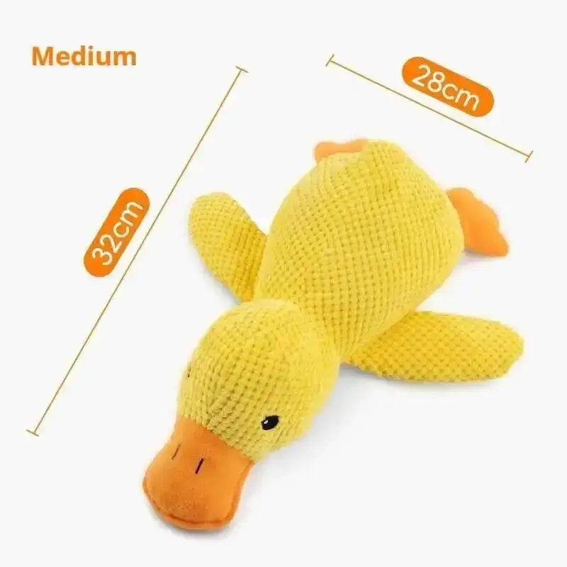 Large Duck Dog Chew Toy - Plush Fleece Fabric with Quacking Sound, Chew-Resistant Durability, Teeth Grinding Relief, Ideal Companion for Small and Large Dogs