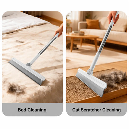Pet Hair Remover Broom Set (2-Piece) - Large and Small Silicone Rakes for Effective Dog and Cat Hair Removal, Versatile Wet and Dry Cleaning Tool for Carpets, Rugs, and Upholstery