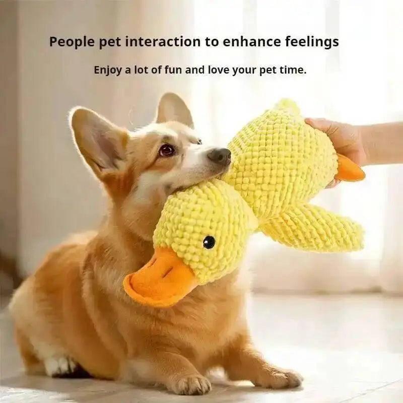 Large Duck Dog Chew Toy - Plush Fleece Fabric with Quacking Sound, Chew-Resistant Durability, Teeth Grinding Relief, Ideal Companion for Small and Large Dogs