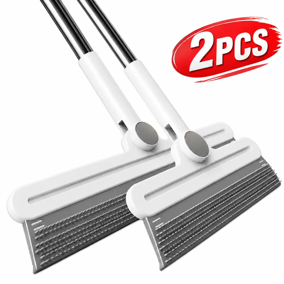 Pet Hair Remover Broom Set (2-Piece) - Large and Small Silicone Rakes for Effective Dog and Cat Hair Removal, Versatile Wet and Dry Cleaning Tool for Carpets, Rugs, and Upholstery